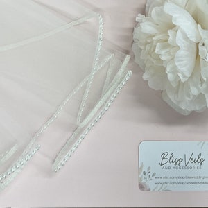 Pearl Beaded Veil 2 Layer Veil Beaded Wedding Veil Ivory Veil Fingertip Veil White Veil Cathedral Veil Fast Shipping image 7