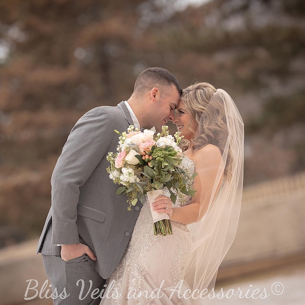 One Layer Veil, Soft Tulle Veil, Cut Edge Veil, Light Gather, Waltz, Fingertip, Cathedral