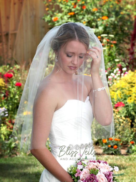 blush veil with ivory dress Blusher Veil, Sheer Tulle, Bridal Add-On, Soft Raw Edge Veil, One Layer chiffon dress formal