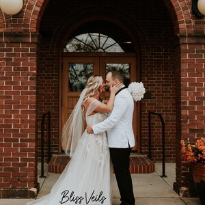 Soft Sheer Wedding Veil Raw Edge Bridal Veil Minimalist Single Tier Short Veil Waist Fingertip Length image 4