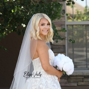 Angel Cut Veil Wedding Veil, Cascade Veil, Ivory Bridal Veil, Fingertip Veil, Waltz Veil, Cathedral Length Veil, Pencil Edge Veil