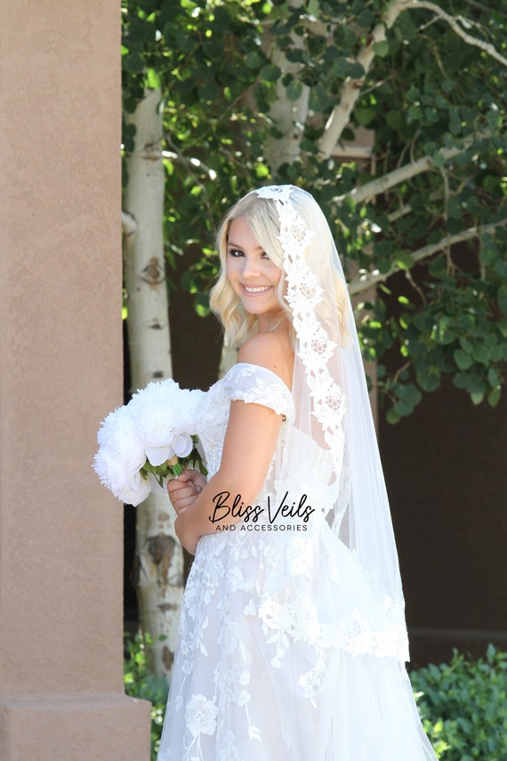 Two Layer Wedding Veil White Ivory Champagne Bridal Veil Fingertip Length