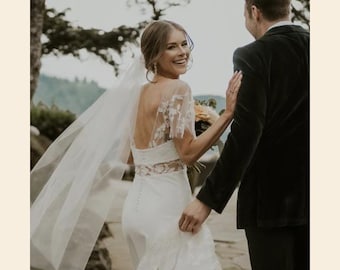 Barely There Wedding Veil, Lightweight Soft Sheer Tulle Veil, Fingertip to Cathedral Minimal Bridal Veil