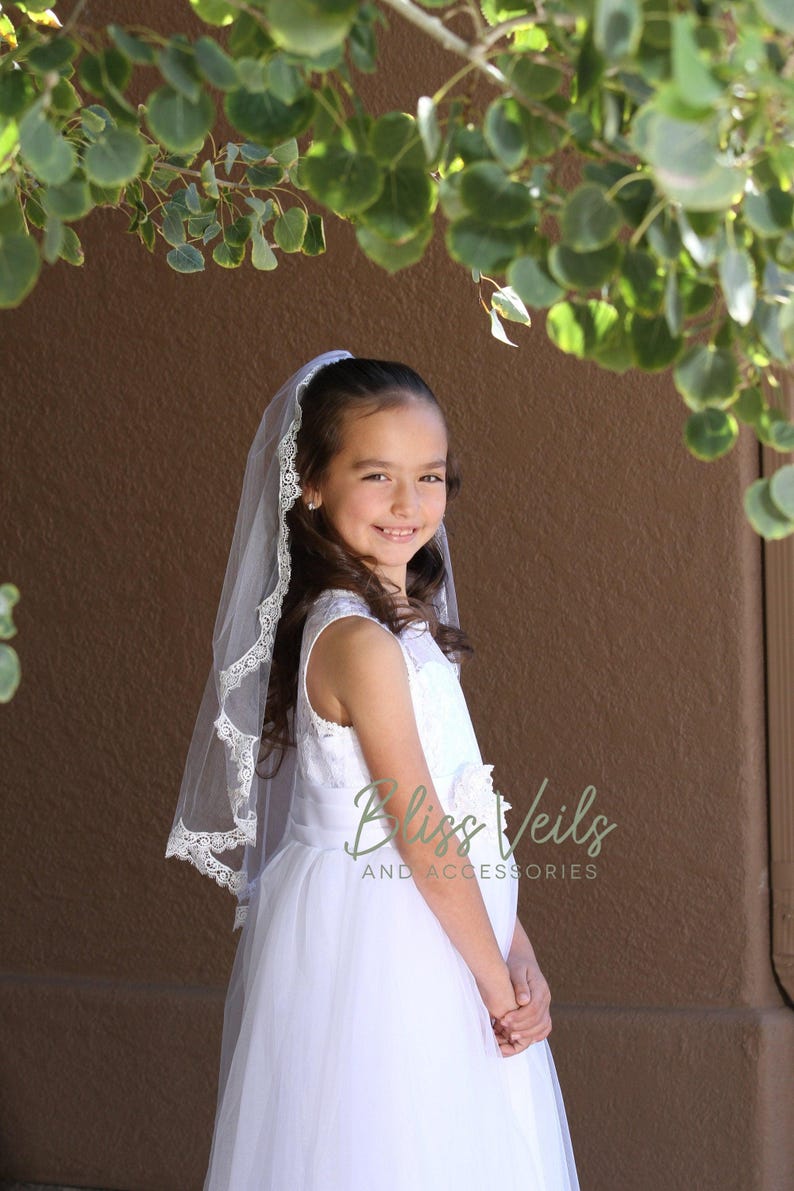 1 Layer Scalloped Lace Edge First Communion Veil