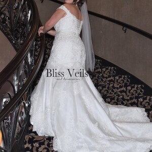 Soft Sheer Wedding Veil Raw Edge Bridal Veil Minimalist Single Tier Short Veil Waist Fingertip Length image 5