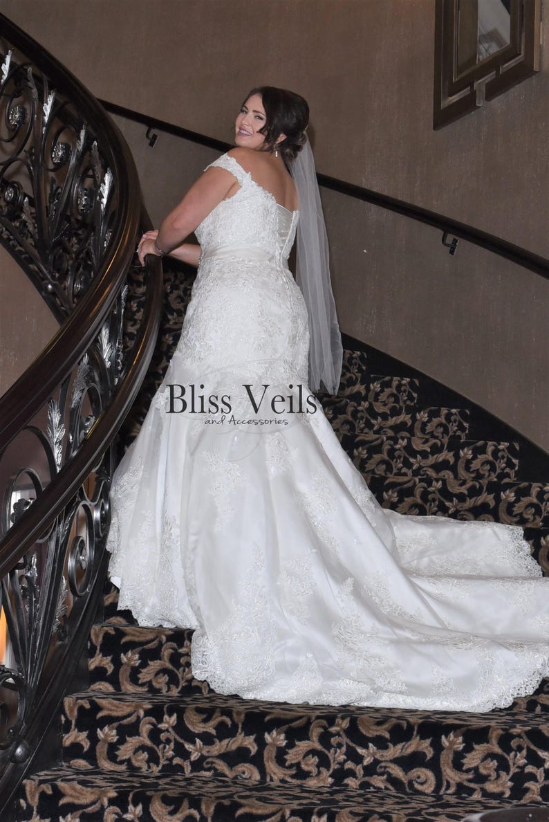 Soft Sheer Wedding Veil Raw Edge Bridal Veil Minimalist Single Tier Short Veil Waist Fingertip Length image 5