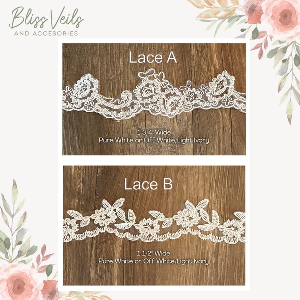 Lace Trim Samples - Thin Lace, Wide Lace, Floral Lace, Leaf Lace, Scalloped Lace