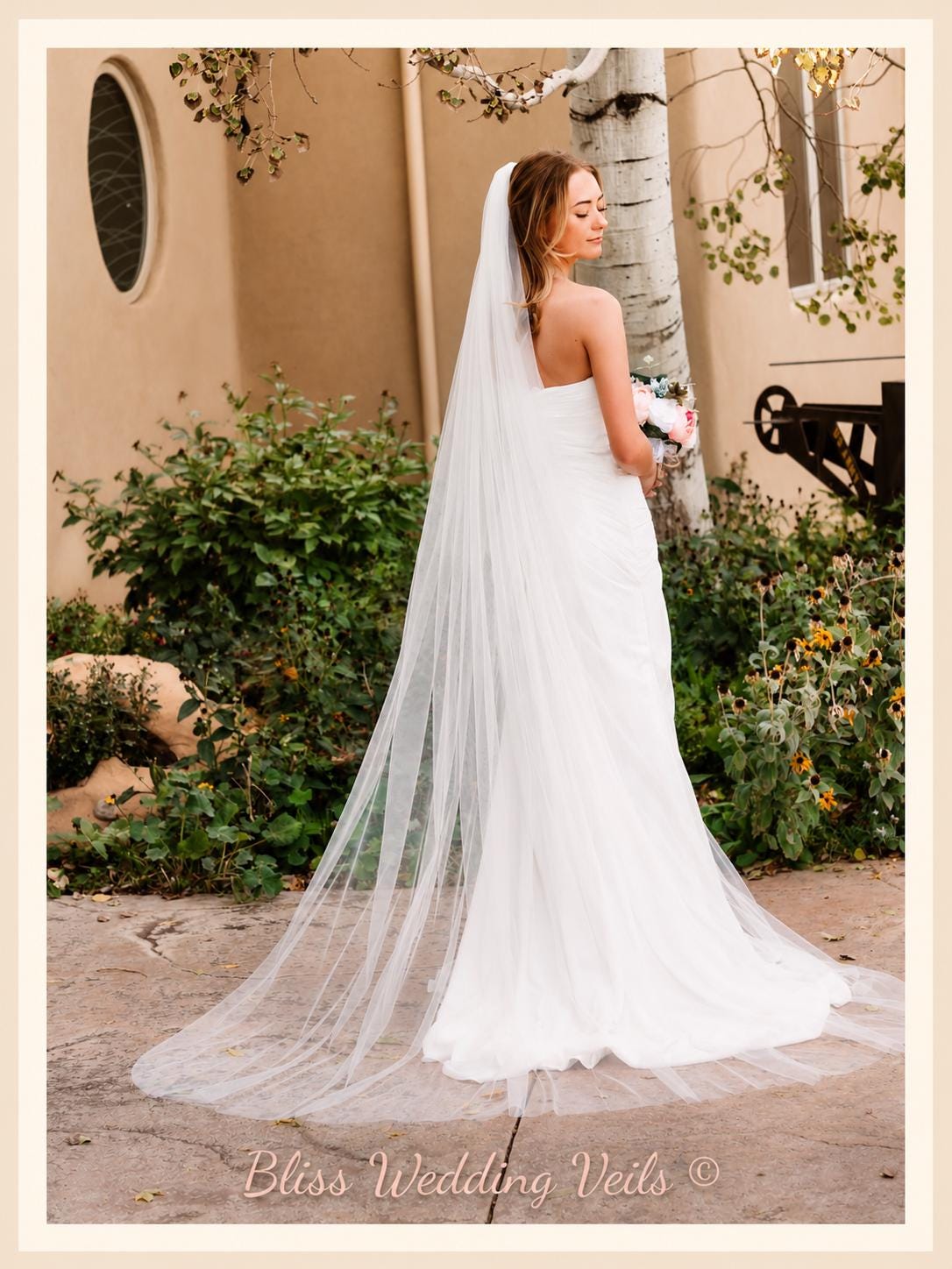 Whisper Veil 90cm Single Layer Bridal Veil Raw Edge Soft Tulle Comb Perfect Bridal Ivory Single Tier Cut Edge Scattered Pearl Veil main image 3