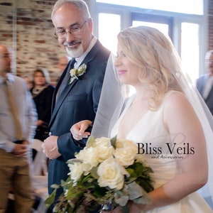 Soft Tulle Drop Wedding Veil with Blusher: Fingertip to Cathedral Length