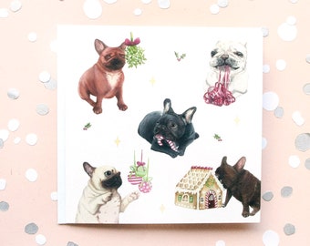 french bulldog christmas funny card xmas greeting cards hand painted illustrations christmas brindle frenchie mistletoe dog humorous card - Dog Greeting Cards french bulldog christmas funny card xmas greeting cards hand painted illustrations christmas brindle frenchie mistletoe dog humorous card - Dog Greeting Cards