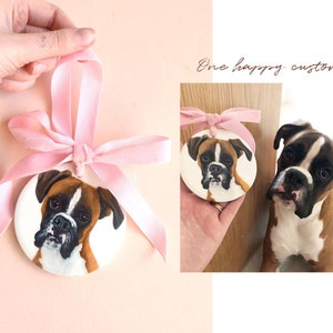 Custom Hand Painted Custom Ornament Personalised Bespoke Ceramic Pet bauble Pet Loss Memorial gift Holiday season Home Decor Heirloom image 4