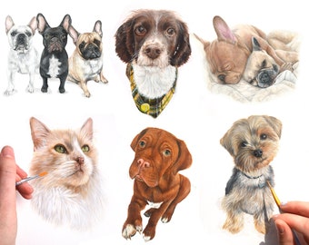 Custom Hand Painted Pet Portrait - Personalised Pet Art Portrait from photo- Memorial Pet Loss Gift Animal Lover Portrait Commission Pet Mom