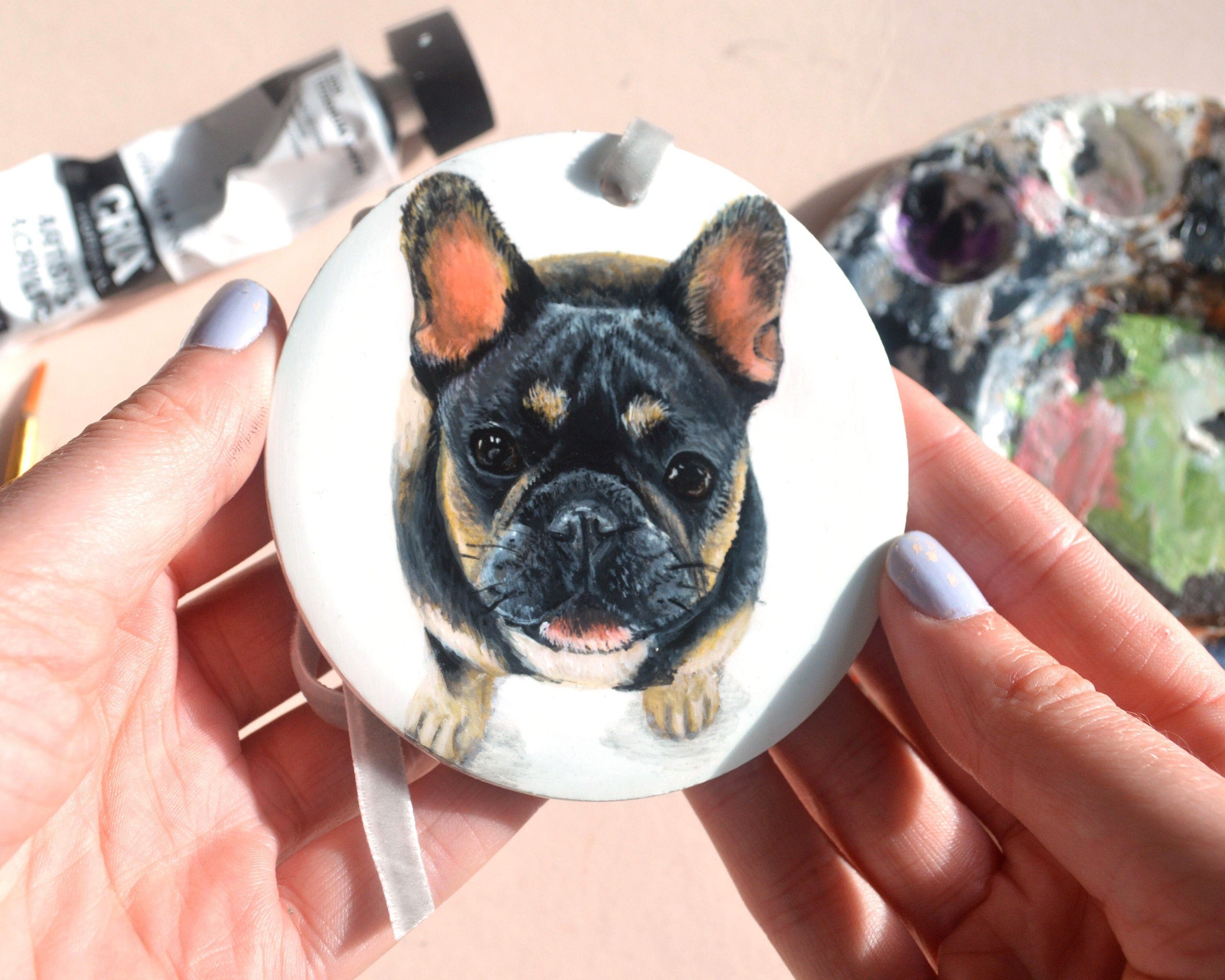 Bauble Personnalisé Peint à La Main - Ornement en Céramique sur Mesure Pour Animaux de Compagnie- Ca