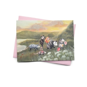 Possum Birthday Card: Hand-Painted Floral Greetings
