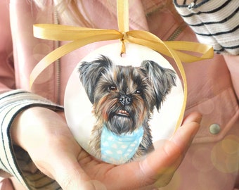 Pet Ceramic Bauble -Hand Painted Bespoke Custom Pet Ornament - Family Heirloom -Memorial gift- Animal Lover Home Decor