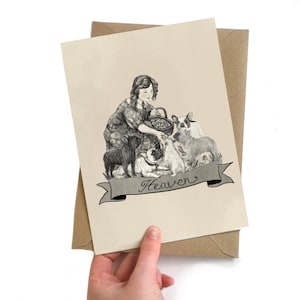 Französische Bulldogge ""Heaven"" illustrierte Grußkarte - wunderliche Frenchie-Liebhaber-Illustration - Bulldogge Design"