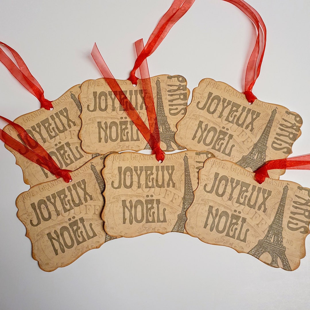 JOYEAUX NOEL Christmas, French Themed, Shaped Tags, Paris and the ...