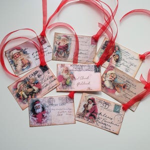 CARTE POSTALE AU PÈRE NOL, étiquettes-cadeaux sur le thème du père Noël, étiquette festive du père Noël, étiquettes victoriennes du père Noël, articles éphémères de Noël de style vintage