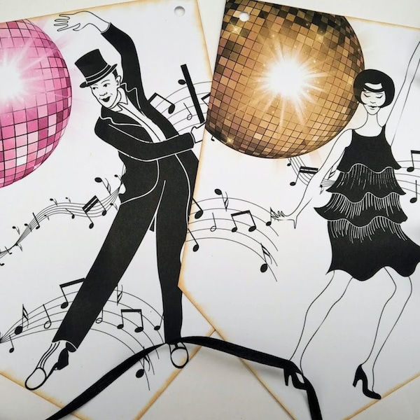 JAZZY 2 - Large party banner - Bunting - Garland - Art Deco - Flapper - Dance - Jazz - 1920's style - Twenties theme - Party decoration idea