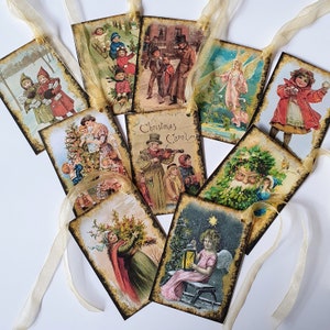 ULTIME COLLECTION VINTAGE, grand jeu d'étiquettes de Noël de style victorien, étiquettes d'arbre de Noël, jeux d'étiquettes de pare-chocs vintage, étiquettes festives traditionnelles