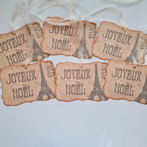 JOYEAUX NOEL ! Noël, étiquettes en forme sur le thème de la France, Paris et la tour Eiffel, étiquettes éphémères de journalisation française, carnets de notes de Noël