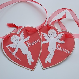 COEUR DE CHERUBIN PERSONNALISÉ, en forme de coeur, personnalisé, accroche-porte en papier cartonné ou grandes étiquettes, idées cadeaux pour la Saint-Valentin pour garçon/petite amie