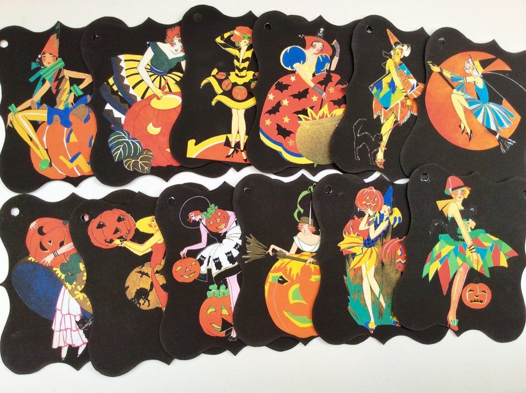 ART DECO HALLOWEEN Halloween Banner Bunting Garland Etsy