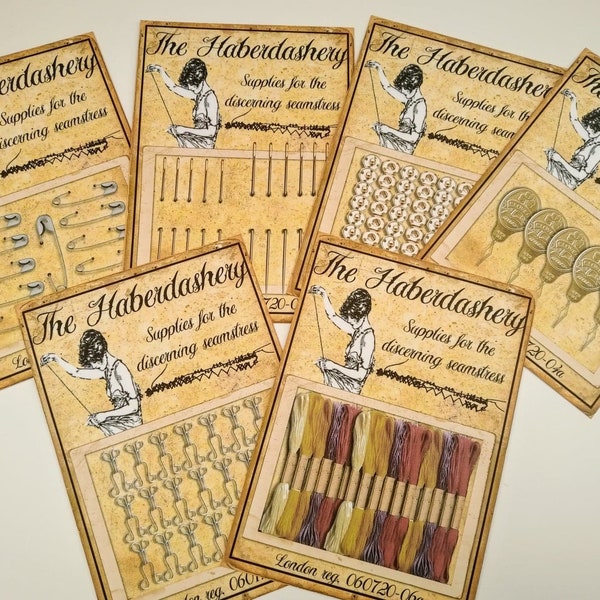 THE HABERDASHERY Journal cards - Set 1 - Sewing theme - Haberdashery - Fabric shop - Textile labels - Sewing cards - Sewing interest/project