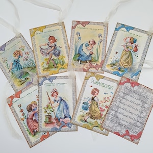 L'ENFANT DU LUNDI EST... Médailles de naissance des jours de la semaine, cadeau de poésie de naissance, poème de voyance, comptine du jour du sabbat, comptines éphémères vintage