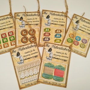THE HABERDASHERY Tags - Set 2 - Sewing theme - Haberdashery - Fabric shop - Textile labels - Sewing Labels - Sewing interest/projects