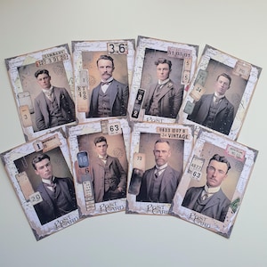 DAPPER CHAP, vintage gentlemen journaling postcards, SET 2, steampunk, grungy Victorian men, Victorian male, 1900s men scrapbooking ephemera