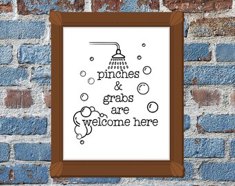 Funny Bathroom Sign | 'Pinches & Grabs' Printable (Digital Download)