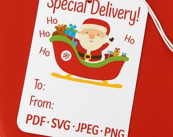 Santa Gift Tag Printable: Special Delivery Design (Digital Download)