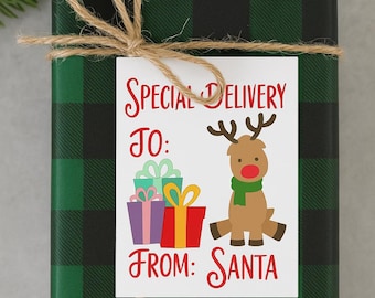 Christmas Reindeer Gift Tags: Printable Holiday Tags (Digital Download)