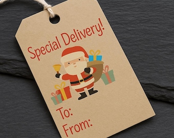 Santa Gift Tags: Printable Christmas Gift Stickers (Digital Download)