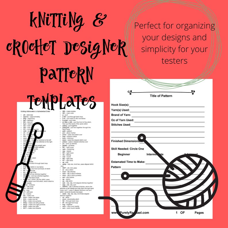 Knitting & Crochet Pattern Design Template (PDF) - Etsy