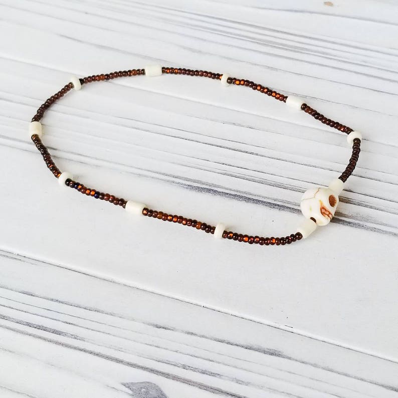 White Skull Ankle Bracelet Howlite Anklet Skull Anklet Surfer Anklet Summer Anklets for Women