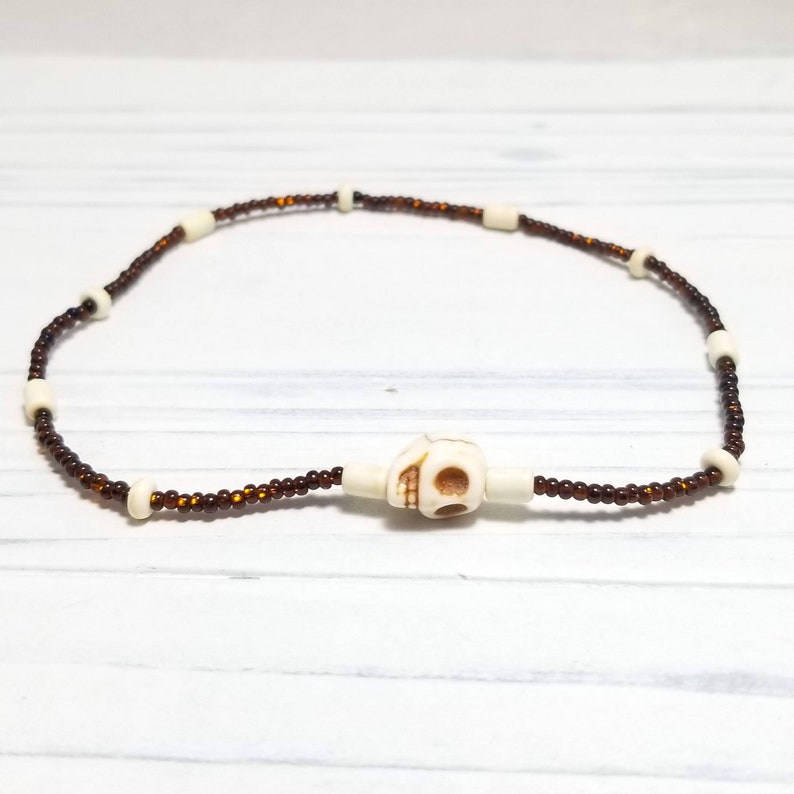 White Skull Ankle Bracelet Howlite Anklet Skull Anklet Surfer Anklet Summer Anklets for Women