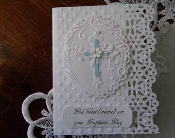 Baptism Card, Christening Card, A2, For Boy, 3 Dimensional, Religious Event, Handmade, Greeting Card