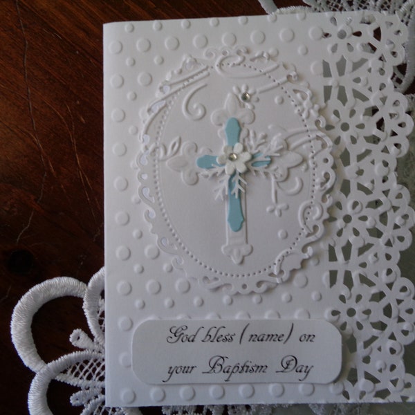 Baptism Card, Christening Card, A2, For Boy, 3 Dimensional, Religious Event, Handmade, Greeting Card