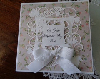 Baptism Card, Christening Card, pink and white, Religious Event, handmade, greeting card, 3 dimesional