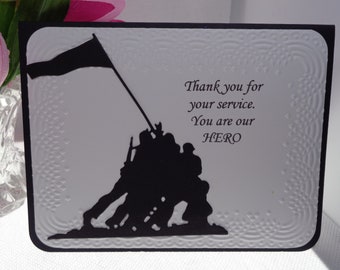 Military Card, Welcome Home, Hero, A2, Thank You, Iwo Jima, Black and White, Greeting Card, Handmade