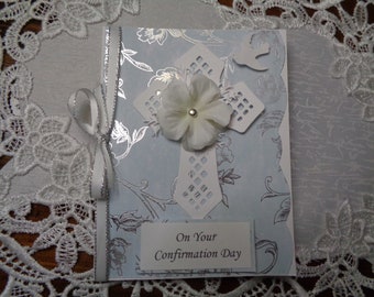Confirmation Card, Religious Event, 3 Dimensional, Cross, Dove, Greeting Card, Handmade