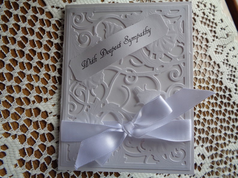 Loss of a Loved One handmade Sorry for your loss greeting card Sympathy Card Grief and Mourning All White With Deepest Sympathy