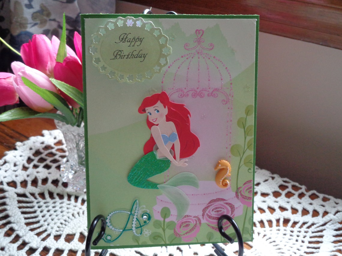 Disney Princess Card Ariel Birthday Card Happy Birthday - Etsy
