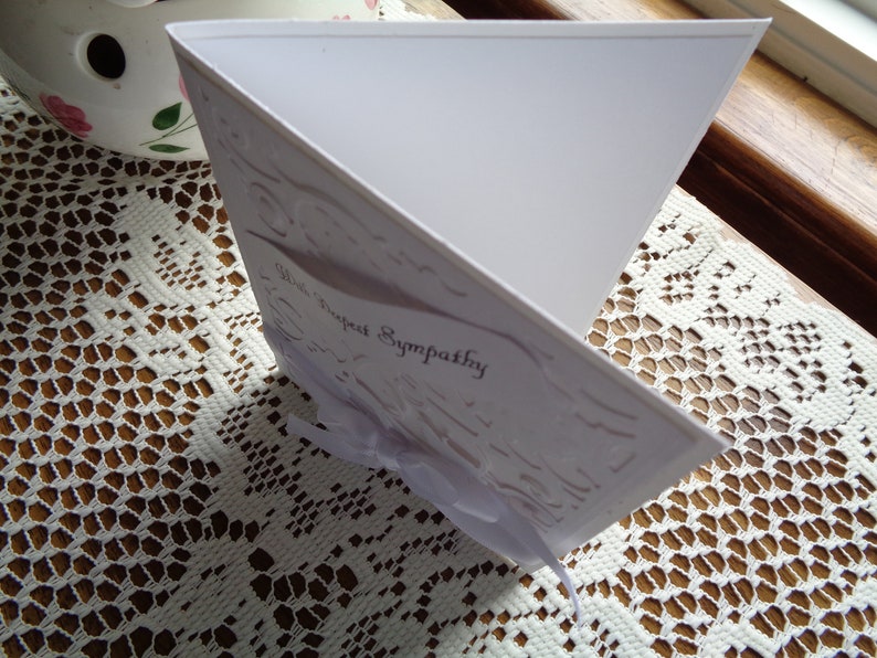 Loss of a Loved One handmade Sorry for your loss greeting card Sympathy Card Grief and Mourning All White With Deepest Sympathy