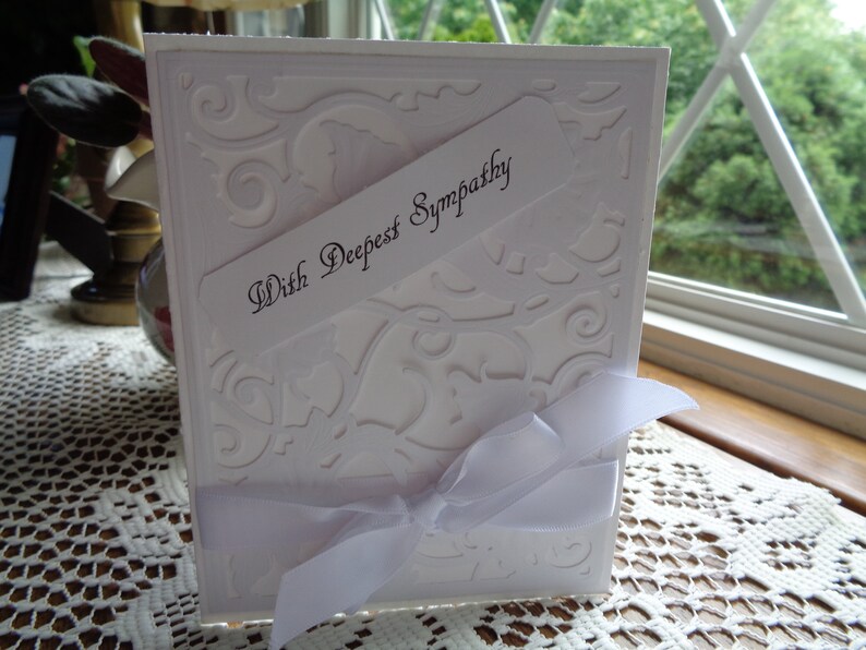 Loss of a Loved One handmade Sorry for your loss greeting card Sympathy Card Grief and Mourning All White With Deepest Sympathy