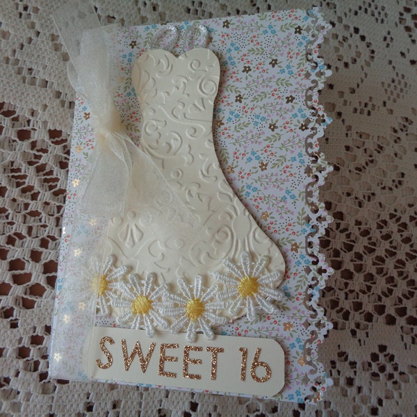 Sweet 16 Birthday Card, Teenager, Happy Birthday, A2, 3 Dimensional, Handmade, Greeting Card