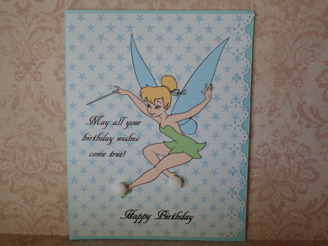 Disney Card Tinker Bell Birthday Card Happy Birthday for Etsy