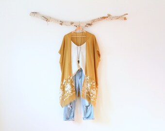 mustard kimono dress